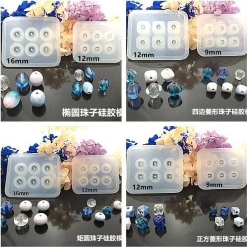 Crystal Epoxy Bead Pendant Mold Silicone Faceted Ellipse Square Faceted Diamond DIY Handmade Jewelry Bracelet mould