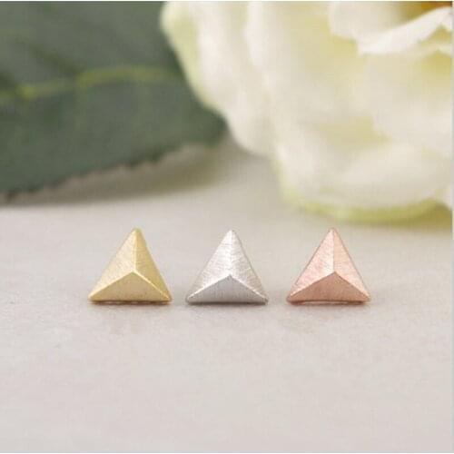 Fashion stereoscopic equilateral triangle cone stud earrings
