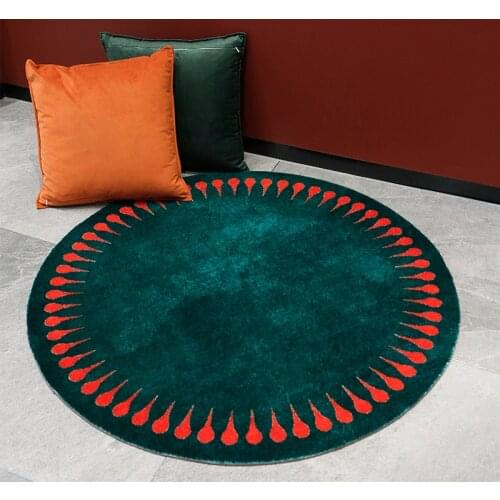 New Living Room Round Carpet Art Green Mat Modern Minimalist Floor Mat Ins Bedroom Living Room Desk Computer Chair Tapis Rugs
