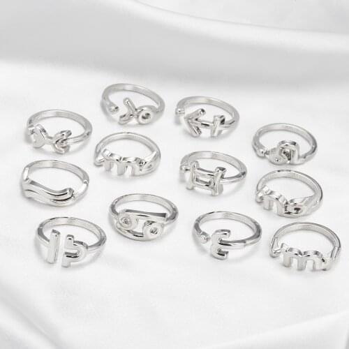 New Zodiac Sign Rings for Women Men Antique Style Design Simple Symbol Leo Aries Rings Minimalist 12 Constellation Jewelry
