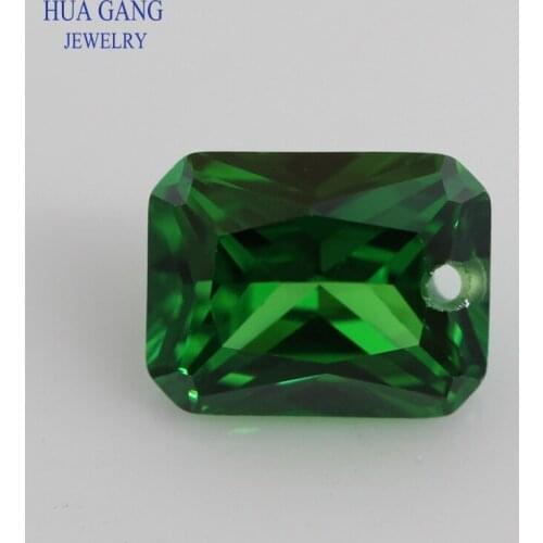 Single Hole AAAAA Octangle Shape Green Cubic Zirconia Stone For Jewelry Making Size 4x6~8x10mm High Quality CZ