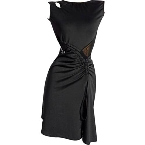 2021 New DL717 Sleeveless Latin Dance Dress Women Performance Wrinkle Design Modern Dance Dress Latino Dancewear