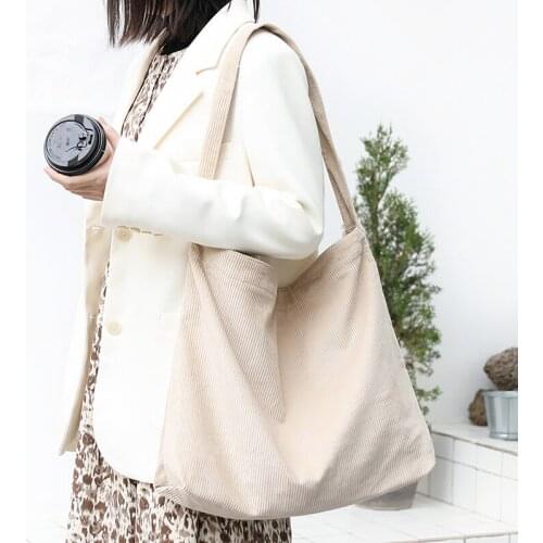 Korean Casual Corduroy Canvas Bag Autumn And Winter Simple Lazy Wind Shoulder Bag Net Red Large Capacity Solid Color Messenger