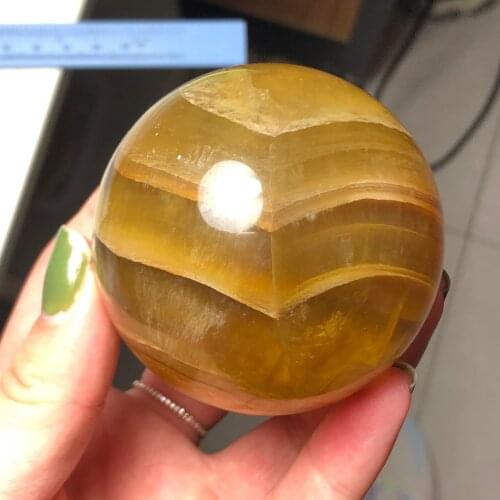 Natural Yellow Quartz Stone Sphere Crystal Fluorite Ball Healing Gemstone