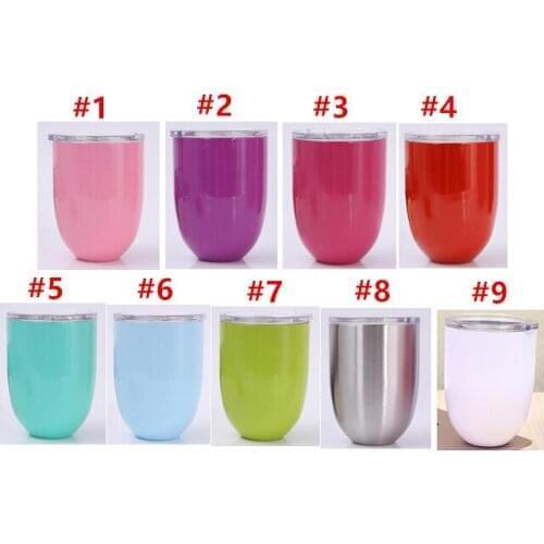 Quevinal60pcs 9 Colors 10oz Egg Cup Double Layer Stemless Mugs Powder Coated Stainless Steel Beer Glasses Vacuum Insulated Cups
