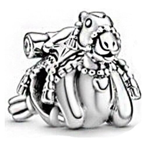 Authentic 925 Sterling Silver Animal Beads Cute Camel pan Charms Fit Original Bracelet Bangle For Women DIY Jewelry Making
