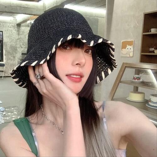 Summer Women Sun Hat Hand Made Straw Hat Girl Vintage Beach Hat Sun Protection Hat Panama Chapeu Feminino Harajuku Uv Bucket Hat