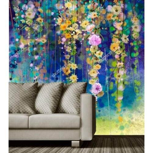 Custom vintage floral wallpaper,Abstract flower art watercolor wallpaper papel de parede,living room TV sofa wall bedroom mural