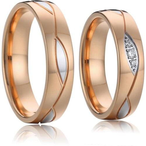 Vintage Rose gold Color LOVE Alliances wedding rings set for couples his and hers promise marriage ring for men and women