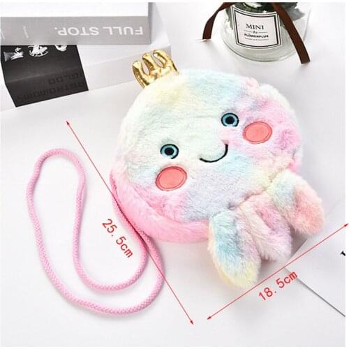 Ladies Plush Bag Cartoon Messenger Bag Ladies Cute Octopus Mobile Wallet Female Messenger Cute Student Mini Shoulder Bag