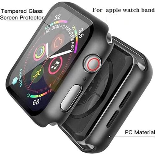 Hard Case For Apple Watch Series 5/4 40mm 44mm with Screen Protector Tempered Glass Protective Cover for iwatch