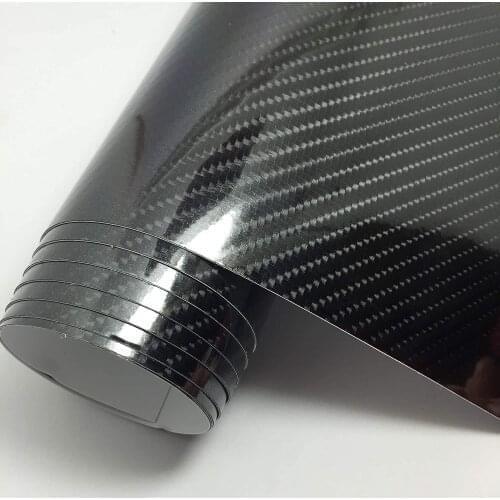1ft x 10ft)6D Carbon Fiber Vinyl Self Adhesive Film, High Gloss Black Carbon Fiber Vinyl Wrap Sticker Waterproof Wrap Roll