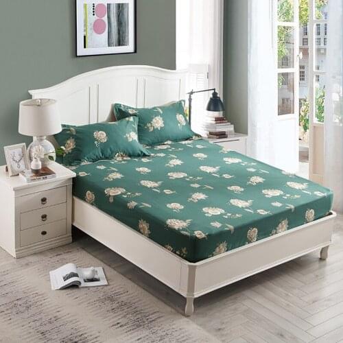 2019 New 1 Piece Fitted Sheet plaid Printed Mattress Cover Bed Sheet Elastic Band Mattress Protector 1.2/1.5/1.8/2m Sizes