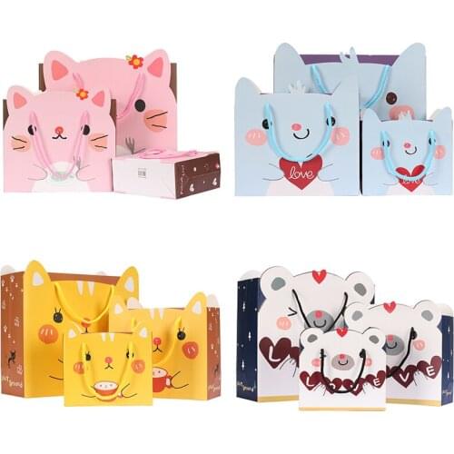 10pcs Kraft Paper Bags Treat Candy Bag Cartoon Animals Bags for Wedding Birthday Easter Festival Party Favors Supplie Gift Bag