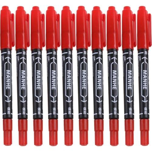 10 Pcs Double Head Oily Markers Brush Pen Non-Erasable Waterproof Sketch Based C90C