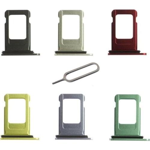 10Pcs/lot For Apple iphone 11 Single SIM Card Tray Sim Card Holder With Free Eject Pin Silver Grey Red Yellow Green Purple Color