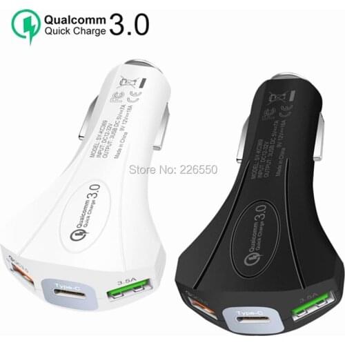 10pcs/lot QC3.0 35W Fast Charger Phone Charging Quick Charger 3.0 Dual USB Type C Car Charger
