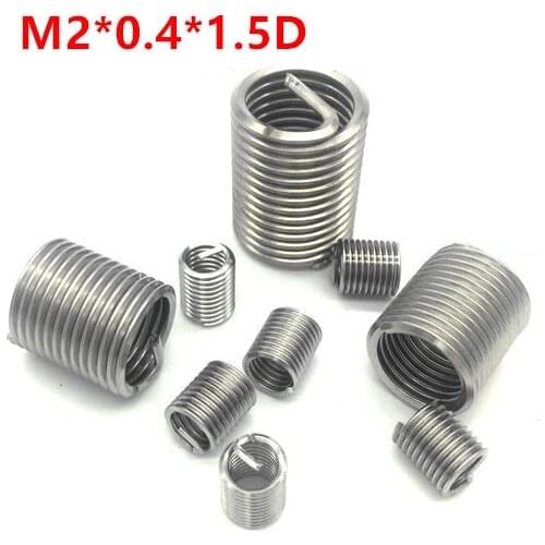 100pcs M2*0.4*1.5D Wire Thread Insert M2x1.5d Wire screw sleeve, M2 Screw Bushing Heliciol Wire Thread Repair Inserts SUS304