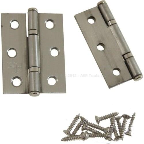 2 Pair Stainless Steel Wood Door Box Hinges With Bearings 2.5" 4PCs