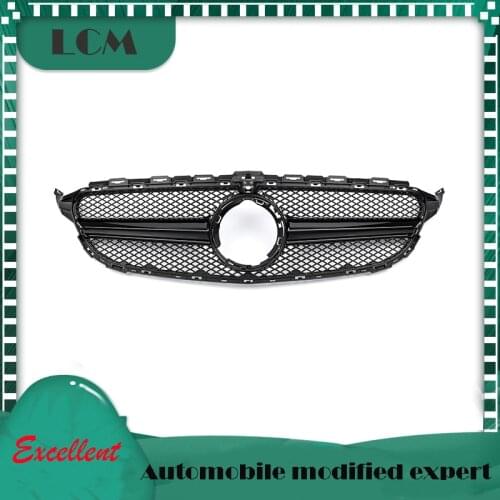 2019 New AMG-Look Front Bumper Racing Grille For-Mercedes For-Benz C-class W205 C200 C250 C300 2019-on with Emblem