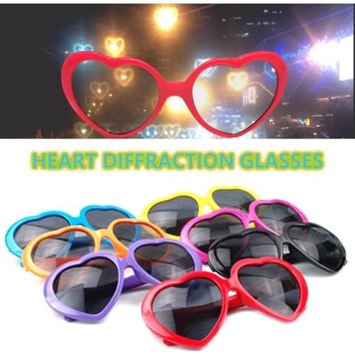 2021 Love Heart Shaped Effects Glasses Watch The Lights Change Love Image Heart Diffraction Glasses At Night Fashion Sunglasses