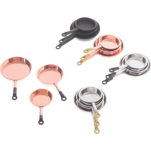 3Pcs/set Dollhouse Miniature Metal Saucepan Simulation Kitchen Pan Model Toys For Dollhouse Decals New