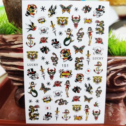 3D Nail Sticker Decals Self-adhesive Stickers for Nails Lucky Girl Tiger Eagle Dragon Sticker for Manicure Nail Art Decoration