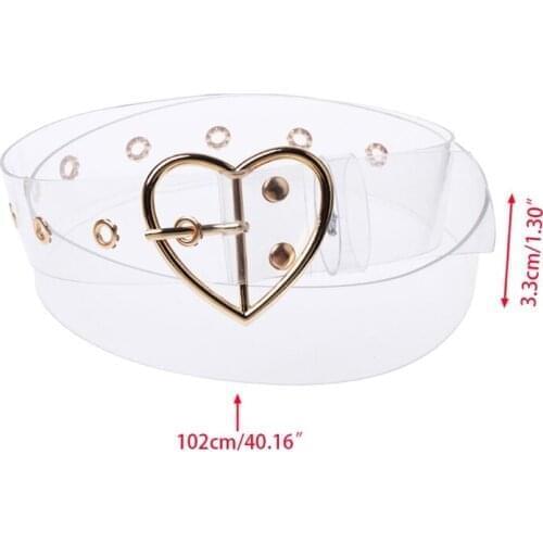 40GC Women Transparent Wide Belt Pin Belt Buckle Invisible Clear Waist Belt Fashion