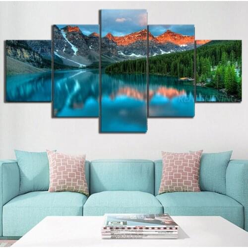 5 piece diamond embroidery Canada Moraine Lake Landscape mosaic 5d diy diamond painting,full square round office decor gift,N672