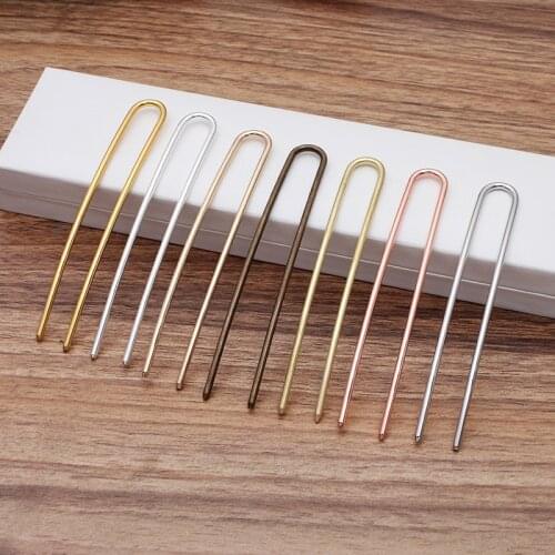 5Pcs/lot 100x3mm Hair Sticks U shape Pins Ornaments Handmade Simple Hair Pins Clips for Women Jewelry Bulks Jewelry Making DIY