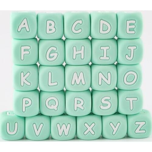 Kovict 50/100/200 Pcs 12mm Green Silicone Letters Beads For Pacifier Chain Silicone Baby Teether BPA Free Chewable Nursing Toys