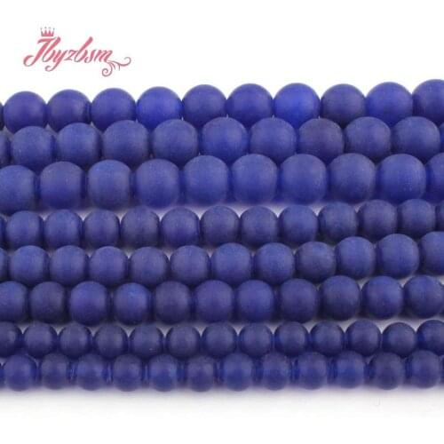 6,8,10mm Frost Matte Round Beads Ball Blue Jades Stone Beads For DIY Necklace Bracelats Earring Jewelry Making 15" Free Shipping