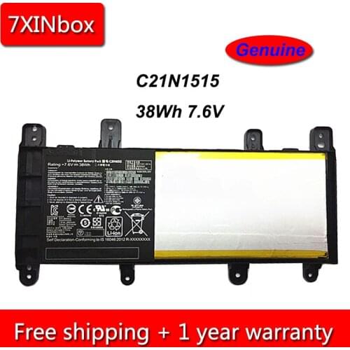 7XINbox 38Wh 7.6V Genuine C21N1515 Laptop Battery For Asus X756UJ X756UA X756UX X756UB X756UQ X756UV Series Tablet