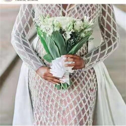 White New arrival fashion African Sequins Lace Fabric High Quality Ghana Handmade Mesh Lace Fabric French Tulle For Nigerian