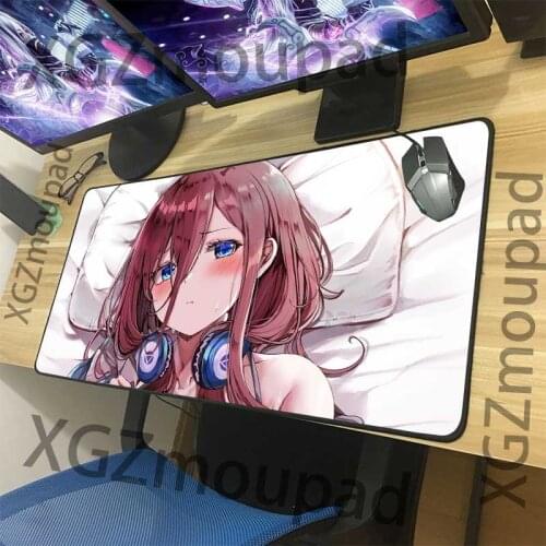 XGZ Comic Shy Girl Bare Large Gaming Mouse Pad Black Lock Edge Computer Table Mat Speed Rubber Non-slip for Lol Csgo Dota Gamer