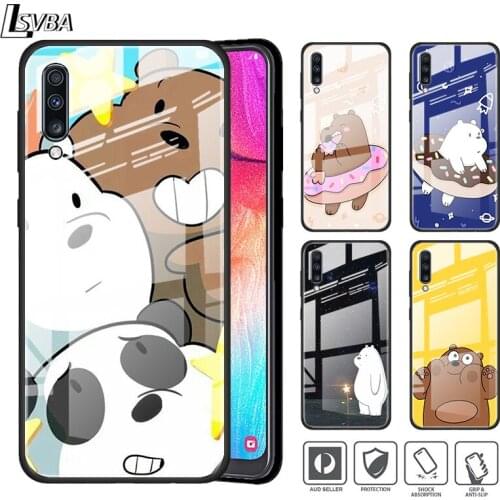 Hot Anime Cute Bear For Samsung A01 A11 A21S A31 A41 A51 A52 A71 A72 A81 A91 5G Tempered Glass Phone Case