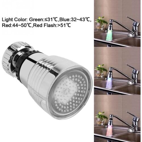 Colored LED Faucet Sprayer 360 Degree Rotate Swivel Faucet Nozzle Temperature Controlled LED Light Kitchen Sink Faucet Sprayer