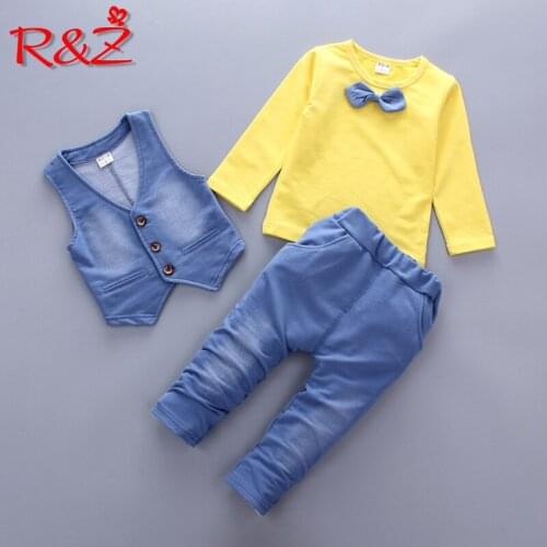 R&Z childrens suit 2019 spring and autumn new boy casual suit cotton long-sleeved shirt vest trousers three-piece