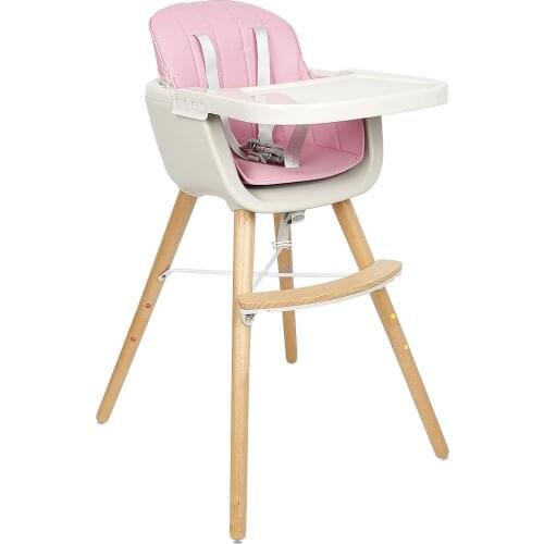 Childrens Wooden High Dining Chair Playing Safe Anti-slip Natural Beech Wood Anti-dumping Height Adjustment Baby Furniture HWC