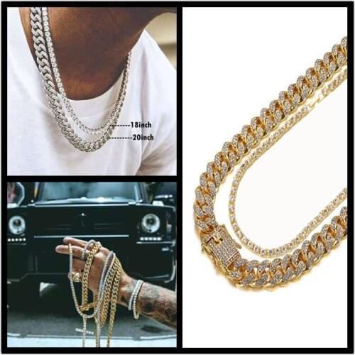 Double Multi-Layer Rapper Tennis Chain Cuban Iced Out Chain for Men Women Hip hop Jewelry Choker layered Necklace Bracelets Gift
