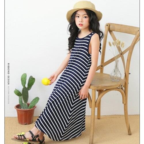 Big Girl Cotton Dress 2019 Summer Beach Dress Princess Party Long Dress 5 6 8 10 12 13 14 16 Years for Teenage Girl Clothes