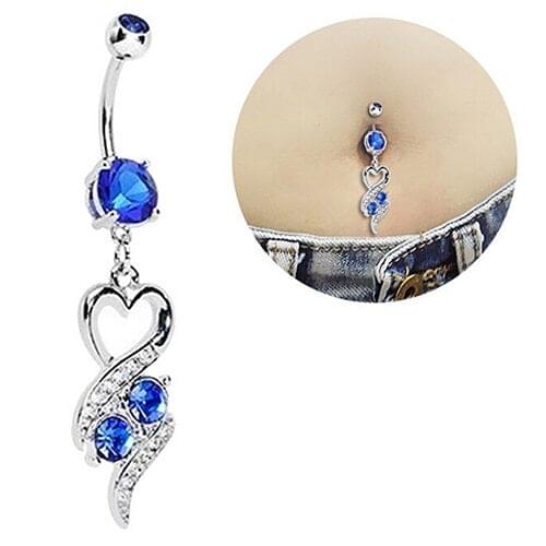 Hot Chic Surgical Steel Heart Rhinestone Belly Ring Body Piercing Navel Jewelry 6YAO 7FM3 BEK1