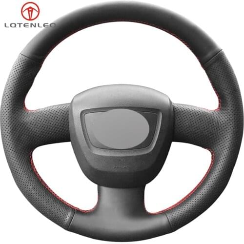 LQTENLEO Black Genuine Leather DIY Car Steering Wheel Cover for Audi A3 (8P) 2004-2013 A5 2008-2012