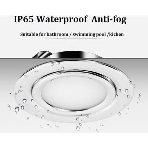 LukLoy IP65 Waterproof Spotlight Anti-fog Kitchen Bathroom Swimming Pool Mini Waterproof Stainless Steel Long Life Down Light