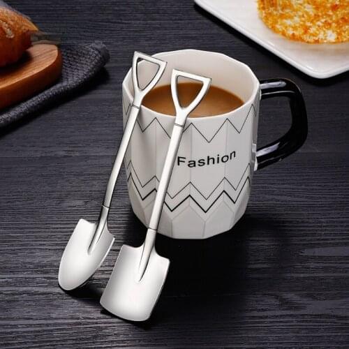 Coffee Spoon Cute Shovel Spoon 304 Stainless Steel Dessert Spoon Long Handle Ice Cream Tea Coffee Spoon Scoop Kitchen Accessorie