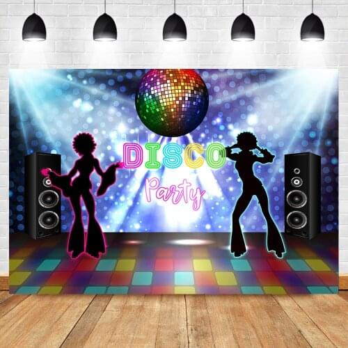 Mocsicka Disco Party Backdrop Neon Retro Style Lets Dance 80s Photo Background Party Banner Decoration Photography Backdrops