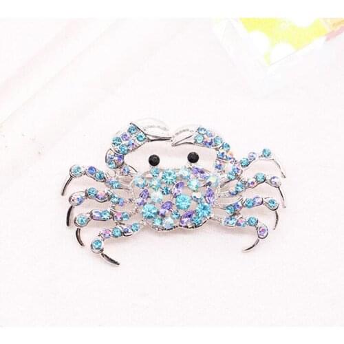 Fashion Classic Luxury Blue Rhinestones Crystal Spider Animal Large Brooche Pins Up Broches Brand Designer Insects Brooches