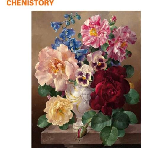 CHENISTORY Flowers DIY Painting By Numbers Acrylic Painting Calligraphy Modern Wall Art Canvas Painting For Home Decor Artwork