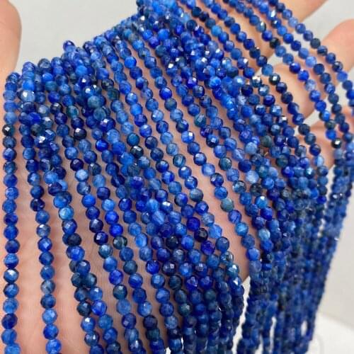 Natural Semi-precious Stones Small Faceted Beads Blue Agate Spacer Beads for Jewelry Making DIY Necklace Accessory
