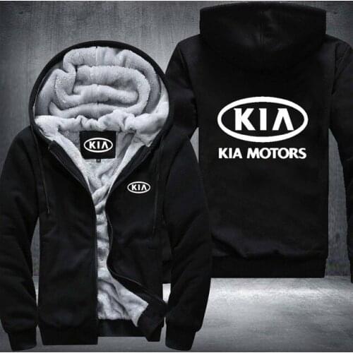 New Winter KIA Motors Logo Hoodies Jacket Men Fashion High Quality Casual Wool Liner Fleece Sweatshirts Male Hoody Coat